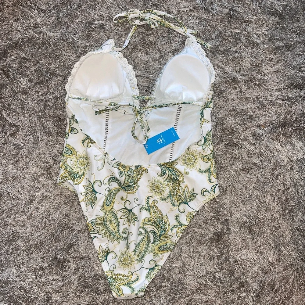 NWT Cupshe Green Paisley One Piece Cheeky Swimsuit - Picture 5 of 6